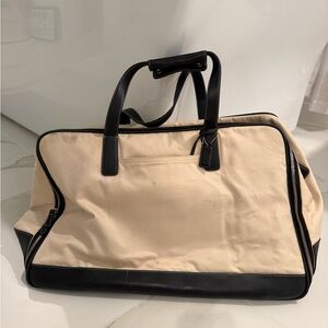 AUTHENTIC Coach Beige Canvas Large Duffel with Black Leather Trim!